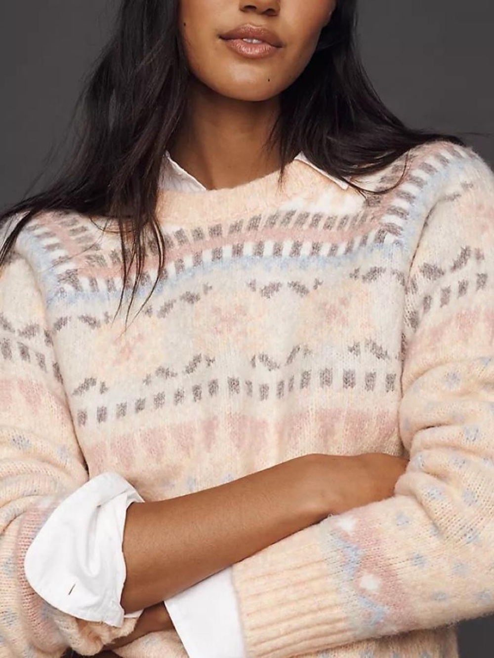 Anthropologie Design History Pastel Long-Sleeve Crewneck Sweater
